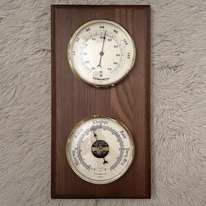 🛑 Vintage Wood Thermometer / Barometer /  Weather Station - made in France 🇫🇷
